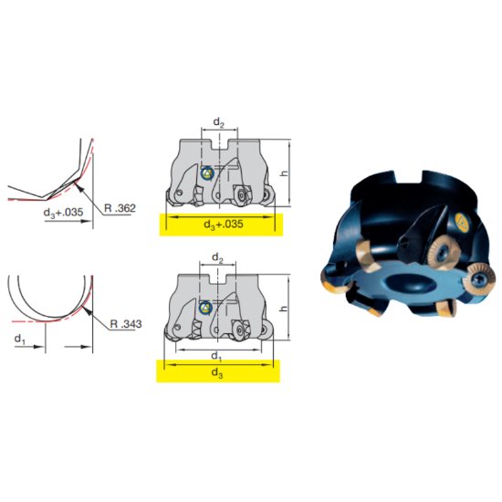 Picture of LMT Fette FCTXX ER16-200AA Milling 45.0°, Button Cutter Milling Cutter 2.000 Cutter Diameter